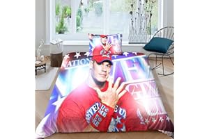 INTCHE WWE Bettdecke Set 3D Bettwäsche Set Microfaser Hypoallergen Bedruckter Bettbezug Modern Ornamente Jugendliche Bettbezüge Für Jungen Und Mädchen Single（135x200cm）