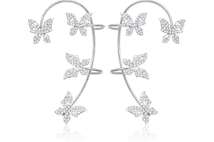 YAOMIAO 2 Pezzi Ear Cuff Orecchini Orecchini a Farfalla Orecchini per Tutto Orecchio Vintage Orecchini a Clip senza Buco Orecchini Scalatore a Polsino per Regalo da Donna Ragazza Bambina