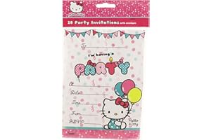 4Ucards Hello Kitty Birthday Party Invitations Invites - Pack of 20 Sheets With Envelopes