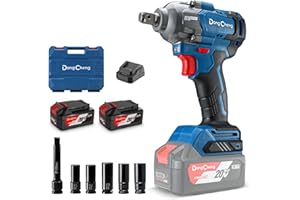 Dong Cheng 18V bürstenloser Schlagschrauber, 698Nm hohes Drehmoment, 2200U/min, 1/2 Zoll akku-Schlagschrauber mit Aufbewahrungsbox, 4-Modus, inklusive 2x4,0 Ah Akkus & Ladegerät