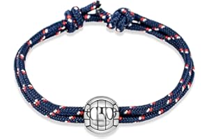 ERNESTINE - Bracelet Volleyball réglable acier inoxydable - Idée cadeau Volley homme femme adolescent - Bracelet Volleyball sport - Cadeau Homme Noël anniversaire fête des pères - bijoux sports enfant
