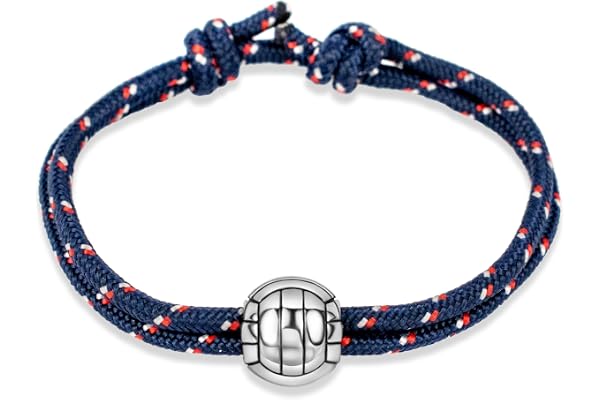 ERNESTINE - Bracelet Volleyball réglable acier inoxydable - Idée cadeau Volley homme femme adolescent - Bracelet Volleyball sport - Cadeau Homme Noël anniversaire fête des pères - bijoux sports enfant