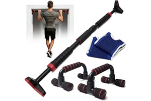 Barre de traction porte ou murale sans perçage 69-107cm et poignées pour pompe et gants, sport maison
