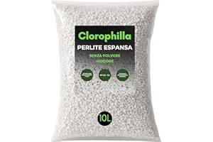 CLOROPHILLA Perlite per Piante in Vaso Leggera e Porosa, Perlite Giardinaggio Ideale per Terricci, per Piante, Ortaggi e Spezie (10 Litri)
