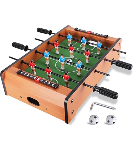COSTWAY Mini Tischkicker - Kompakter Kickertisch Mit LED-Beleuchtung