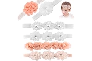 BANTI Bandeaux Bébé Filles Serre Tete Bebe Bandeau à Fleurs pour Nouveau-né Bandeau pour Bébé Bandeaux Cheveux Accessoires Bébé Cadeau Enfant Turban Pour les Fêtes Mariages 6 pièces