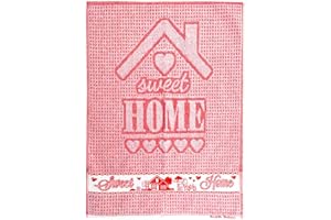 MAGIE DI CASA Home Sweet Home - Paño de cocina de rizo de algodón, 50 x 70 cm, fabricado en Italia, color rojo