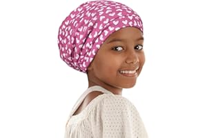 Alnorm Gorro de dormir rizado para niña, con forro de satén, con banda elástica cómoda ajustable para adolescentes, niños grandes y niños