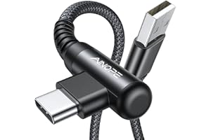 2-pak kabel USB C 3,1 A, kąt prosty AINOPE (2 m + 2 m), trwały, nylonowy pleciony kabel do ładowania, szybkie ładowanie, kompatybilny z Galaxy S10, S9, S21, LG V30, V20, G6, 2 szt