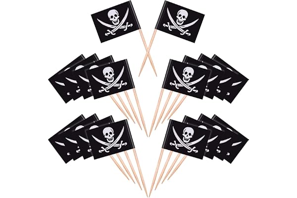 Jieddey Drapeau des Cure-Dents Pirate,100 PCS Marqueurs de Fromage Marqueurs de Gâteau Etiquettes de Fromage Pirate pour la Fête de Mariage Noël Holleween Pâques