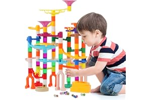 ifollower Murmelbahn Kinderspiel - Update 166 Teile Mehrfarbiges Murmelbahn-Set mit spannenden Bahnelementen und Glasmurmeln, Motorikspielzeug und Konstruktionsspielzeug für Kinder Mädchen Jungen 3-12