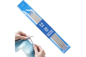 Reessy 3.5 mm Knitting Needles, 20 cm Double Pointed Knitting Needle Set, Stainless Steel Short Double Ended Knitting Needles Set, Metal DPN Sock Needle for Beginners Adults