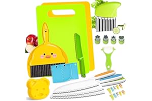lttorjf Lot de 27 Pièces Couteau De Cuisine Pour Enfants, Montessori Enfants pour Couteaux et Ustensiles Cuisine, Enfants Cadeau de d'anniversaire Parfait pour Les cuisine enfants de 2 Ans et Plus