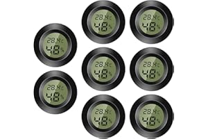 RENIFAN 8-Pack Round Digital Hygrometer Thermometer, LCD Temperature Humidity Monitor Gauge Meter for Home Office Greenhouse Humidor Basement Baby Room Nursery, Gifts for Day Christmas Indoor Outdoor Use