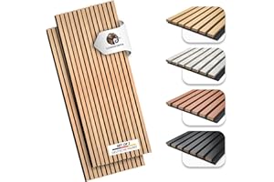Loxodonta Akustikpaneele 2er Set 275×28 cm (1,54 m²) – Holzoptik Farbe Sand-Eiche – Akustik Wandpaneele mit Filz zur Schalldämmung