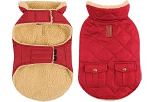 CITÉTOILE Cappotto Invernale per Cani - Gilet Termico con Lana Spessa, Giacca Antivento per Chihuahua e Razze Piccole/Medie/Grandi, Foro con Corda di Trazione, Rosso, S