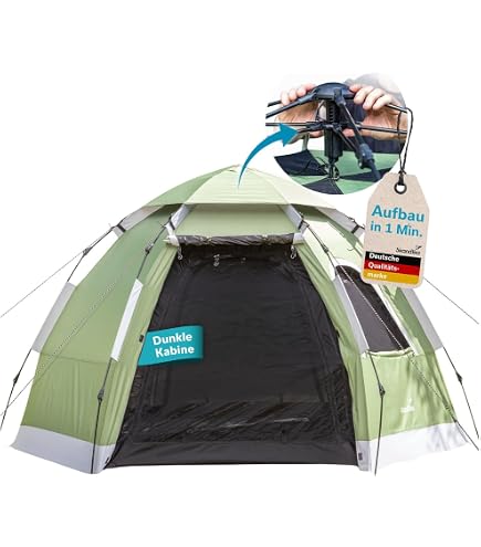 Tente De Camping Instantanée Amflip 3 Personnes - Dôme, Pop-up, Waterproof, Verte, Neuve