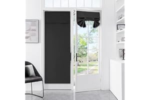 Meider Door Curtains for Door Window, French Door Curtains for Privacy, Easy Installed Tricia Door Panels,Front Door Sidelight Curtain Tie up Shade, Washable Curtain 1 Panel (Black, 30 * 70(Inch))