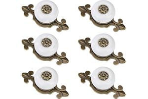 MENGH-SHOP Perillas de Gabinete Vintage Perillas de Cajones de Cerámica Tiradores de Muebles Perilla de la Puerta con Tornillo Perillas Manijas para Armario Cajón Aparador Cocina 6 Piezas Bronce & Blanco