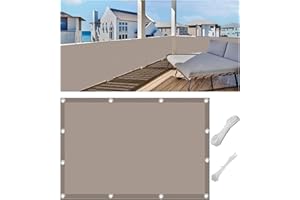 WOACE Balcony Privacy Screen Patio Privacy Protective Screens Weatherproof Balcony Cover Anti Peeping Wind and UV Protection Garden Fence Screening for Deck Backyard Patio Balcony Khaki 50x500cm