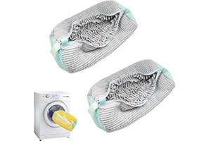 NVBBN Schuhbeutel Waschmaschine, Schuhwaschbeutel Waschmaschine, Schuh Waschbeutel für Waschmaschine, Shoe Wash Bag, Wiederverwendbarer Wäschenetz Schuhe mit Reißverschluss (Grau*2)