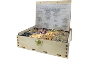 Heilkräuter Manufaktur Räucherbox-Set Sinnlichkeit und Liebe, 12 Sorten Räuchermischungen, Holz, 14 x 10 x 4 cm