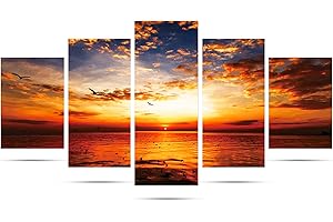 TAOPE Diamant Peinture 5Pack, DIY Broderie Diamant Chat Bricolage Strass Collé Broderie Point de Croix Complet Strass de Broderie Diamant Kit pour Décoration Murale de Salon -Le coucher du soleil