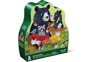 Crocodile Creek - Forest Friends - 36-Piece Jigsaw Floor Puzzle with Heavy-Duty Shaped Box for Storage, Large 20" x 27" Completed Size, Designed for Kids Ages 3 Years and up