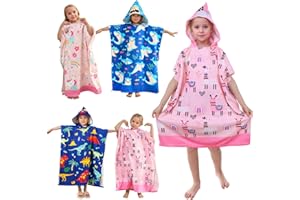 BITOYO Toalla con Capucha para Niños, Toalla de Playa Extragrande Toalla de Baño para Piscina Toalla de Poncho Albornoz de Baño Súper Suave para Niñas Niños (Altura de 120 a 170 cm) (Alpaca)