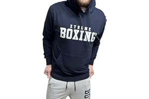 XTREME BOXING - Felpa in Cotone Leggero con Cappuccio, Tasca Frontale a Marsupio, Felpa della Tuta Uomo in Cotone, Sportiva, Casa, Palestra, Jogging, Tempo Libero