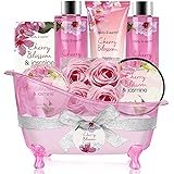 BODY & EARTH Gifts for Women, 8pcs Pamper Gifts for Women with Cherry Blossom&Jasmine, Includes Bubble Bath, Shower Gel, Soap