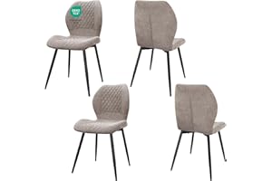 JIJIAN Dining Chairs set of 4, Kitchen Chair, Upholstered Chairs, Ergonomically Designed Linen Chair for Dining Room, Kitchen, Living Room, Reception, Brown