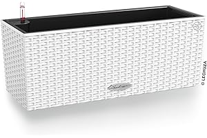 Lechuza – Pot de Fleurs d’Extérieur et d'Intérieur – Cottage Balconera – Réserve d'Eau Intégrée – Coloris Blanc – 50 x 19 x 19 cm