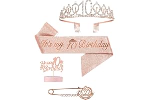 Pinenuts 10th Birthday Gifts Girls,It's My 10th Birthday Sash and Crown Cake Topper for 10 Year Old Girls Party Decorations Supplies