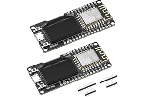 Node-MCU ESP8266 Development Board XTVTX 2 pcs ESP8266 with 0.96 Inch OLED Display, CH340 Driver, ESP-12E WiFi Wireless Module, and Micro USB Works Great for Arduino IDE/Micropython Programming