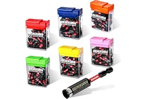 Geinxurn Schlagfeste Schraubendreher Bits Set, 180 Stücke 25mm Magnetisch (PH2/PZ2/T10/T15/T20/T25/T30/Hex) S2 Stahl Multi Treiber Bits mit Lagerung bunte Box