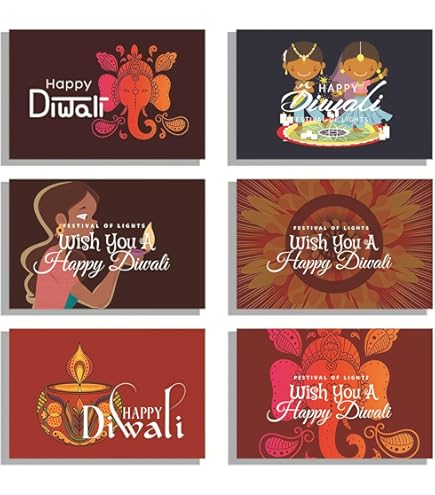Diwali Greeting Cards With Envelopes – A6 Pack Premium 350gsm Card & 100gsm Envelopes – Single Elegant Design With Inside Message "Wishing You A Bright And Joyous Diwali" (Pack Of Twenty - View #10