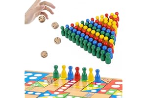 Fizdoqg 80 Stück Spielfiguren für Brettspiele 25 x12mm Spielfiguren Holz Halmakegel 5 Würfel aus Holz für Brettspiele, Bunte