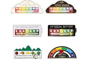 Simsky 6 Pcs My Social Battery Pin, My Social Battery Creati, Ma Broche de Batterie Sociale, Insigne D'anxiété Humeur Exprimant L'épingle, Créative Épingle émotionnelle Amusante en émail