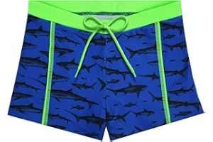 AYESY Short de Bain pour Garçon, Maillot de Bain Vintage Enfant, Boxer Shorts, Impression Séchage Rapide Plage Maillots de Bain de 6 à 14 Ans Garçon de 128-164 cm de Haut, Noir & Marine