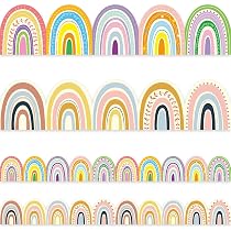 Classroom Rainbow Decor Boho Rainbow Bulletin Board Borders - Double ...