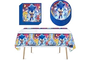 GYOUNGT 31 Pack of Blue Birthday Party Supplies, 1 Large Table Cloth 10 Plates 7 inch and 20 Napkins (Blue)