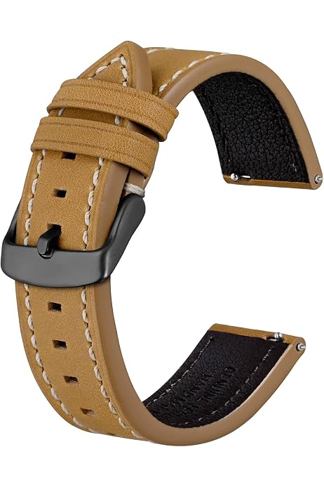BINLUN Cinturino per Orologio in Pelle Ricambio Cinturini per Unisex con Fibbia Azionamento Farfalla Argento/Oro/Oro Rosa 12mm-24mm 10 Colori(Amaranto-Fibbia D'argento, 12mm