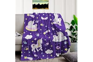 ‎HSGLGNA HSGLGNA Einhorn kuscheldecke, Kuscheldecke Kinder Mädchen Jungen,Regenbogen Einhorn Decke für Mädchen Kinder 150 x 200 cm,mikrofaser Couchdecke, Geeignet für alle Jahreszeiten (Einhorn-B, 130x150cm)