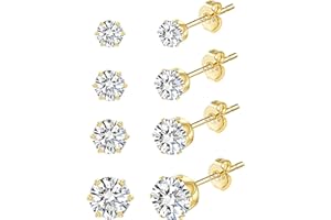 ALEXCRAFT Ensemble de petites/grandes créoles pour femmes et adolescentes - Boucles d’oreilles plaquées or 14 carats avec oxyde de zirconium