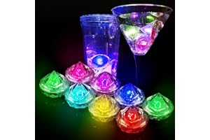 CYIOU 12 Stück Leuchtende Eiswürfel Diamant Led Eiswürfel Leuchtwürfel Badewanne Led Eiswürfel für Bars Partys Hochzeiten Clubs Champagner -Turmdekorationen Partybeleuchtung