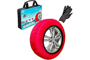 EGLEMTEK Calze da Neve Omologate EN 16662-1 Per Auto SUV Furgoni Coppia di Catene Tessili Antisdrucciolo per Pneumatici R14-R22 Facili da Montare Con Guanti e Borsa (Xl)