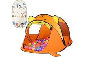 Balakaka Children's Pop Up Tent, 182 x 96 x 76 cm, Tiger Orange Children's Tent, Indoor Outdoor Children's Play House, Children's Play Tent for Children, Boys, Girls, Gift with Free Mat