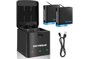 REYGEAK per GoPro Hero 8 Hero7/6/5 Caricabatterie per fotocamera con Caricatore USB di Tipo-C a LED 3 Canali per GoPro Hero 8/7/6/5 Black Batteria Caricatore (Caricabatterie + 2 batterie)