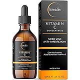 KREALIS •100ml• Siero Vitamina C Viso Acido Ialuronico con Niacinamide, Vitamina E, Aloe Bio, Antimacchia, Anti Imperfezioni,